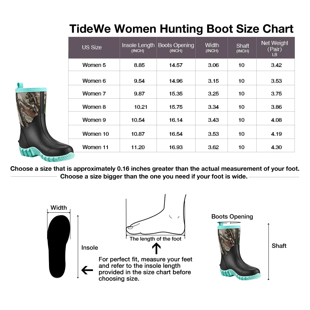 TideWe® Women's Hunting Boots Neoprene Waterproof Rain Boot