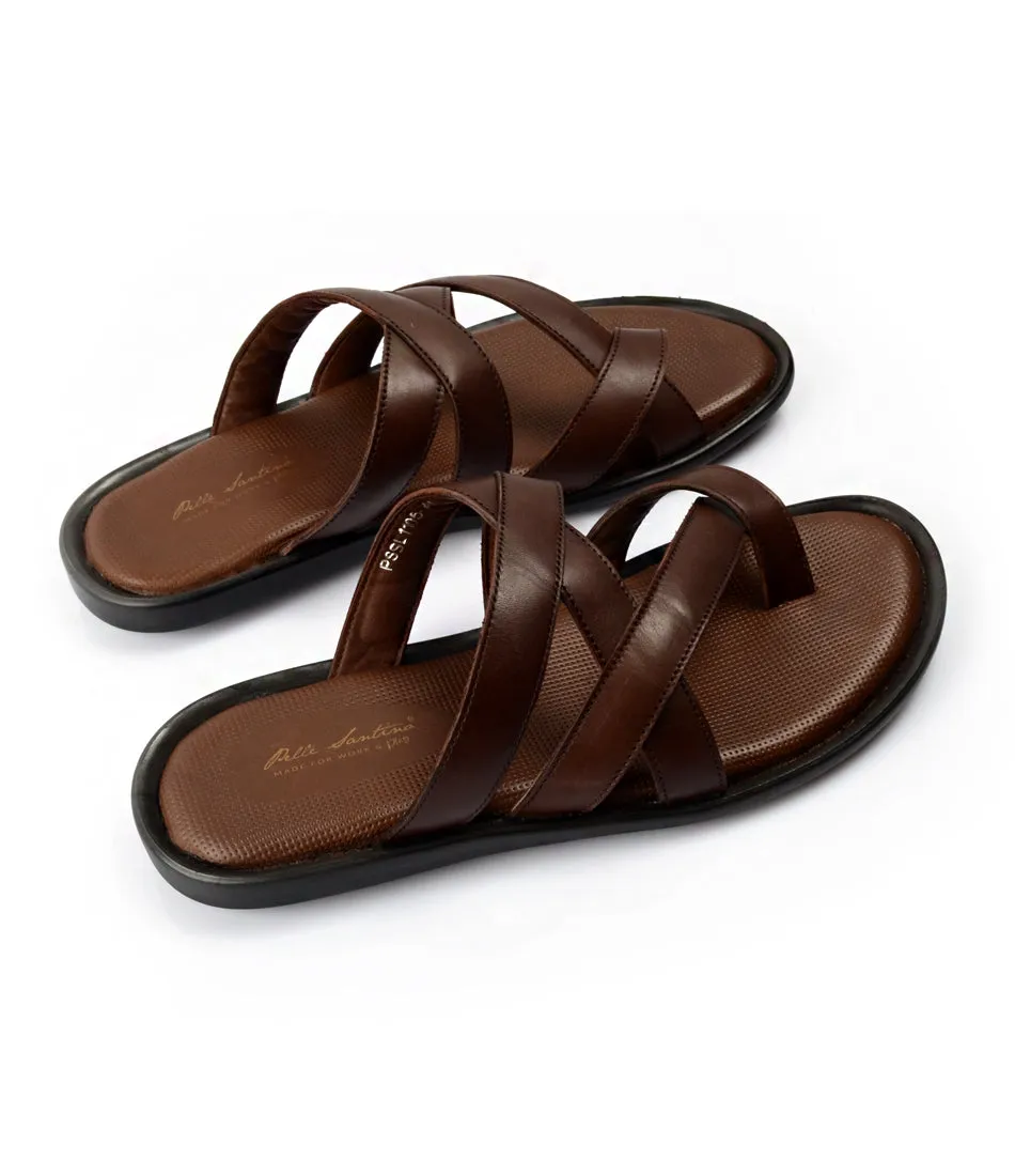 Venezia Leather Slippers - Brown