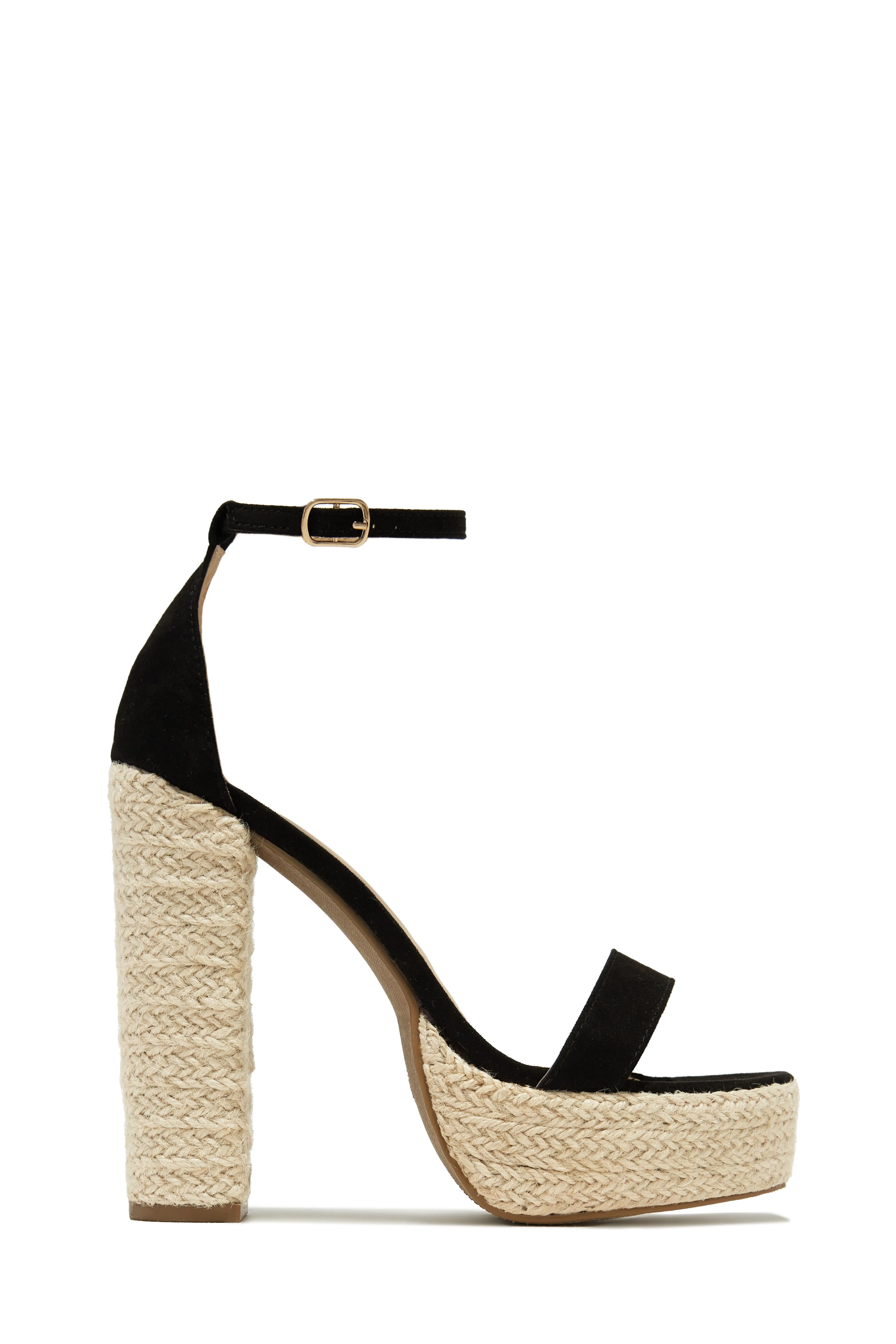 Weekend Plans Platform Block High Heels - Black