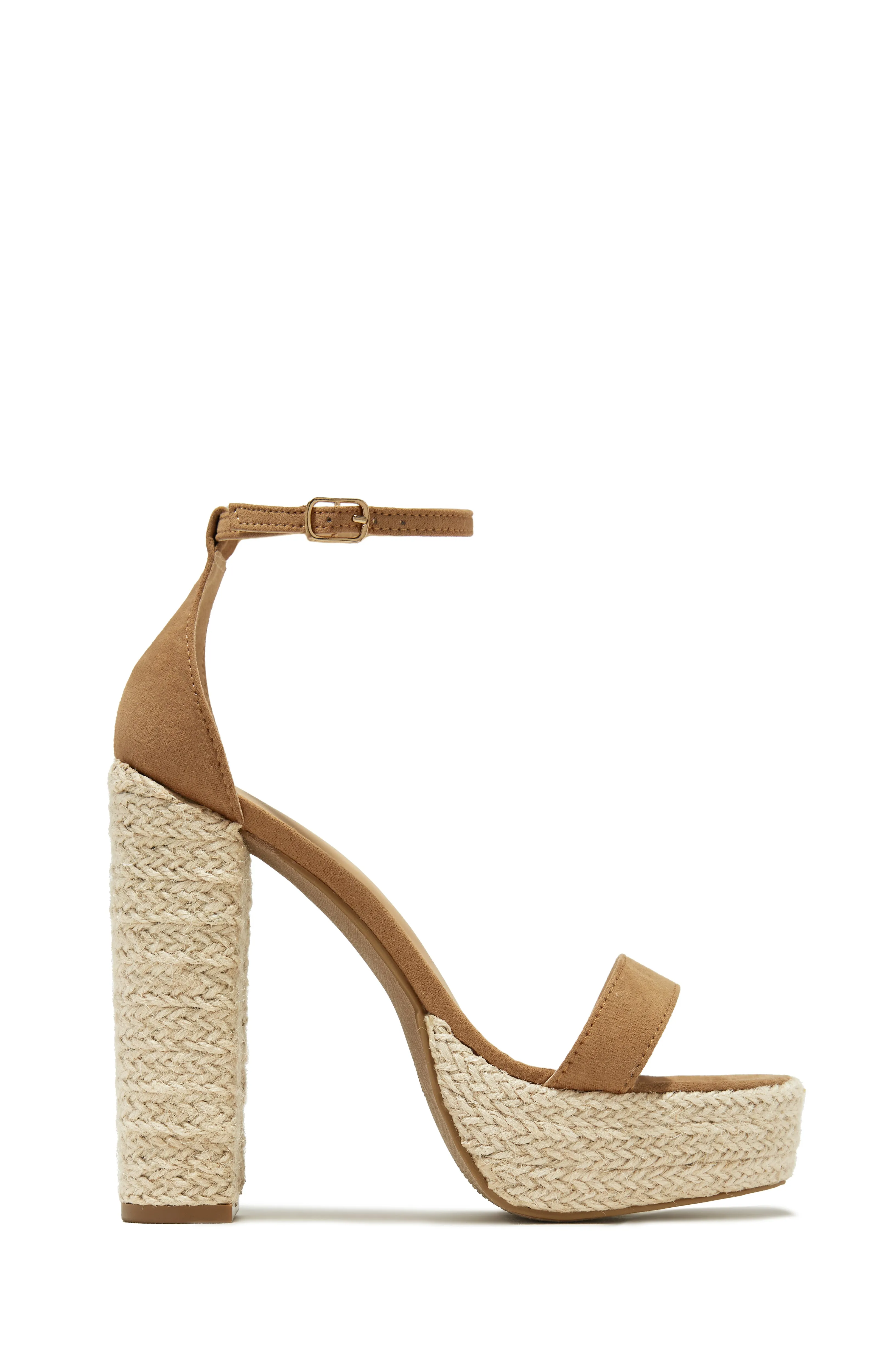 Weekend Plans Platform Block High Heels - Camel