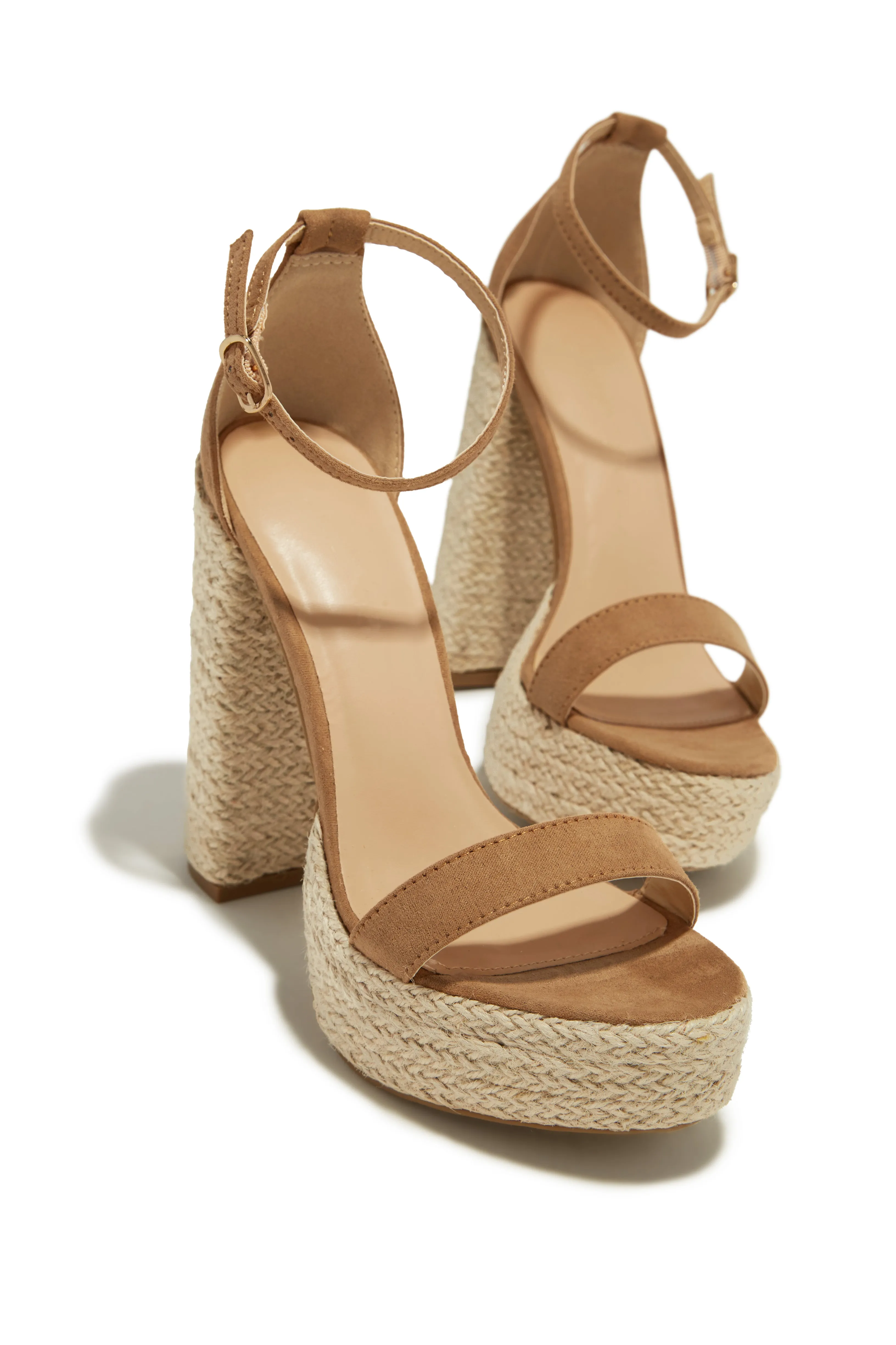 Weekend Plans Platform Block High Heels - Camel