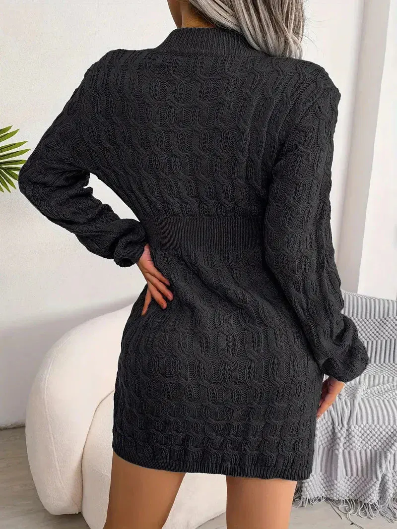 Wenkouban-Christmas Thanksgiving Gift New Year's Eve Dress party look inspos back to school dress  Body-Con Cable Knit Crewneck Sweater Dress