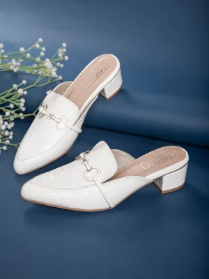 White Patent Block Mules (TC-REN-BL214-WHT)