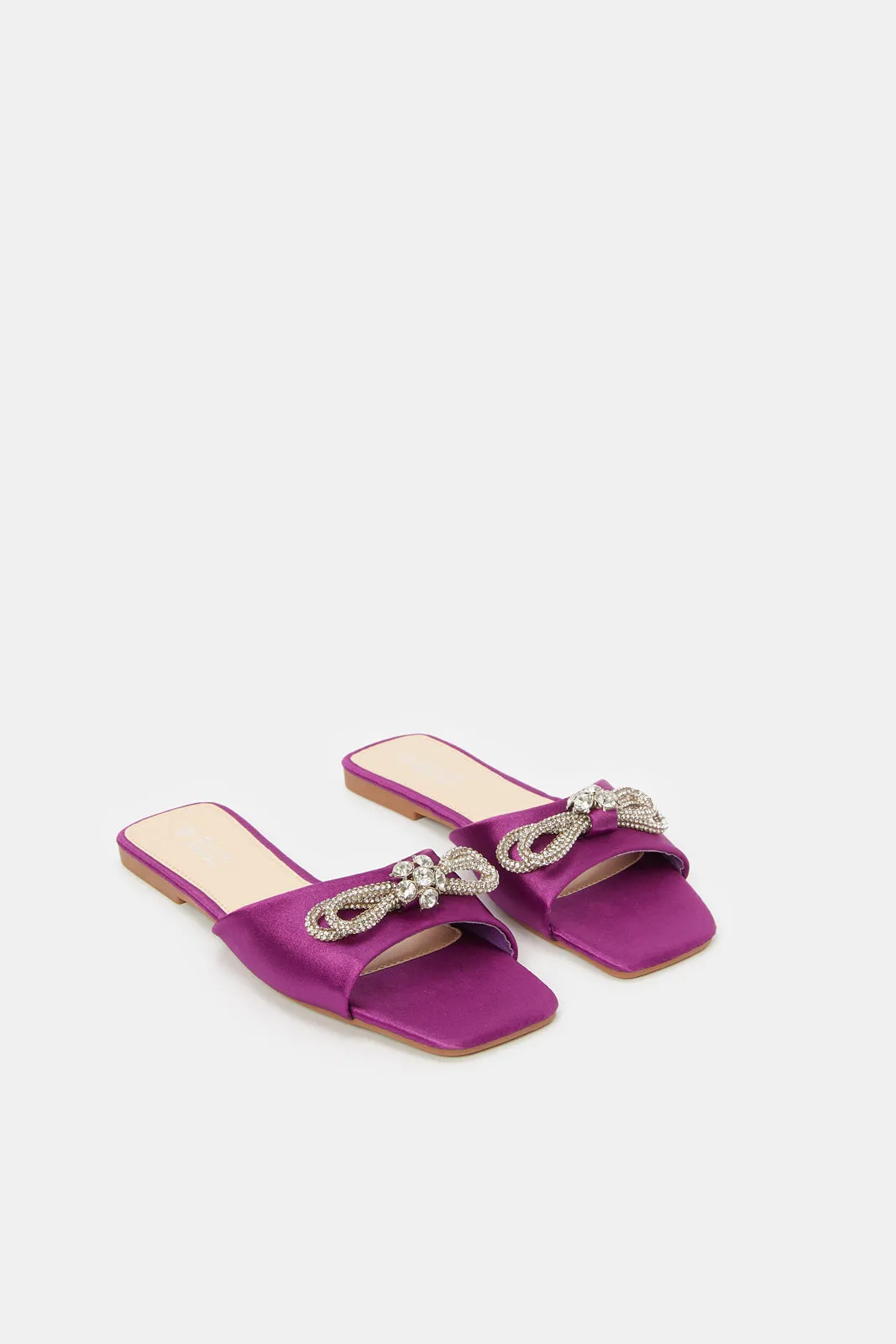 Women Purple Satin Mule