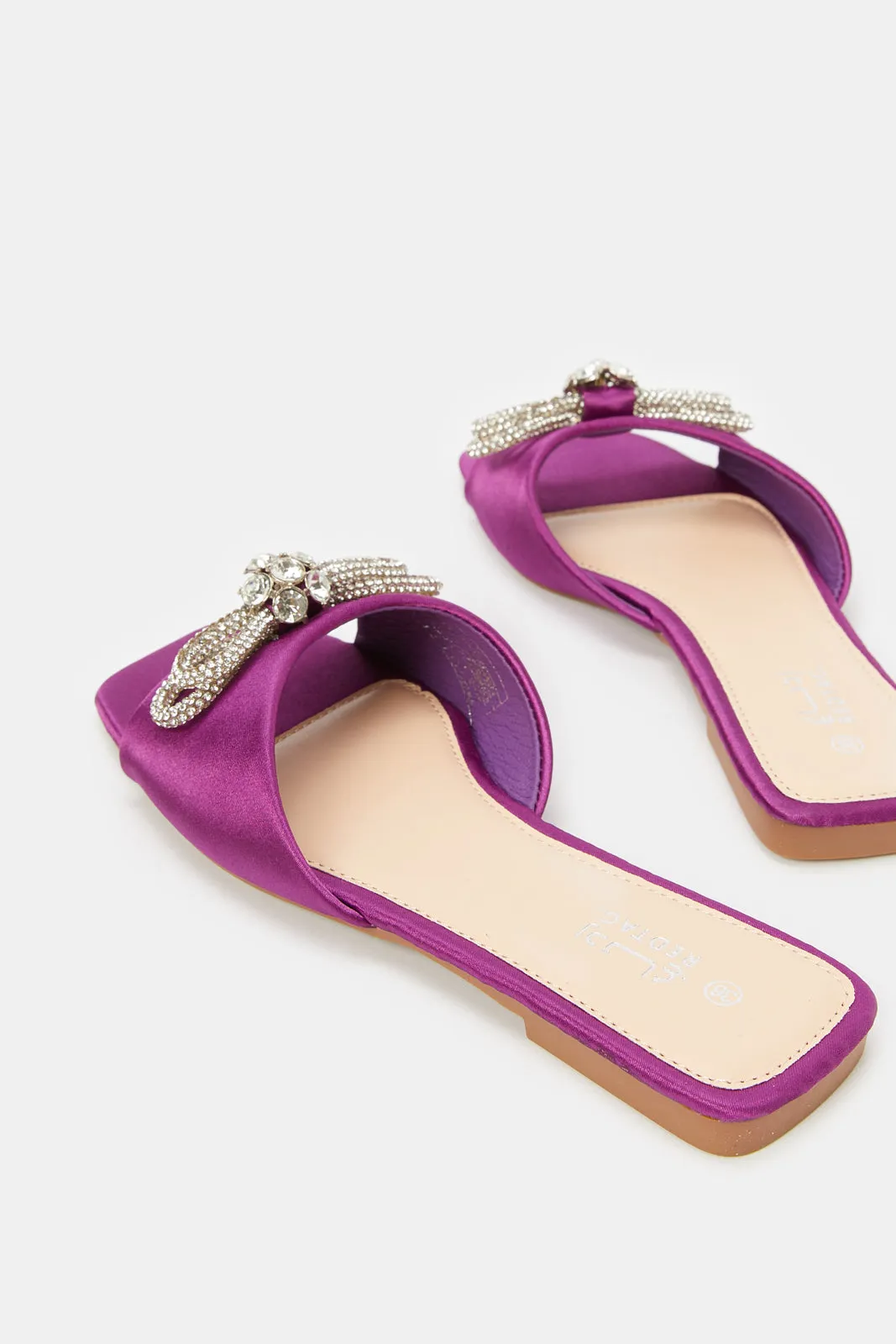 Women Purple Satin Mule