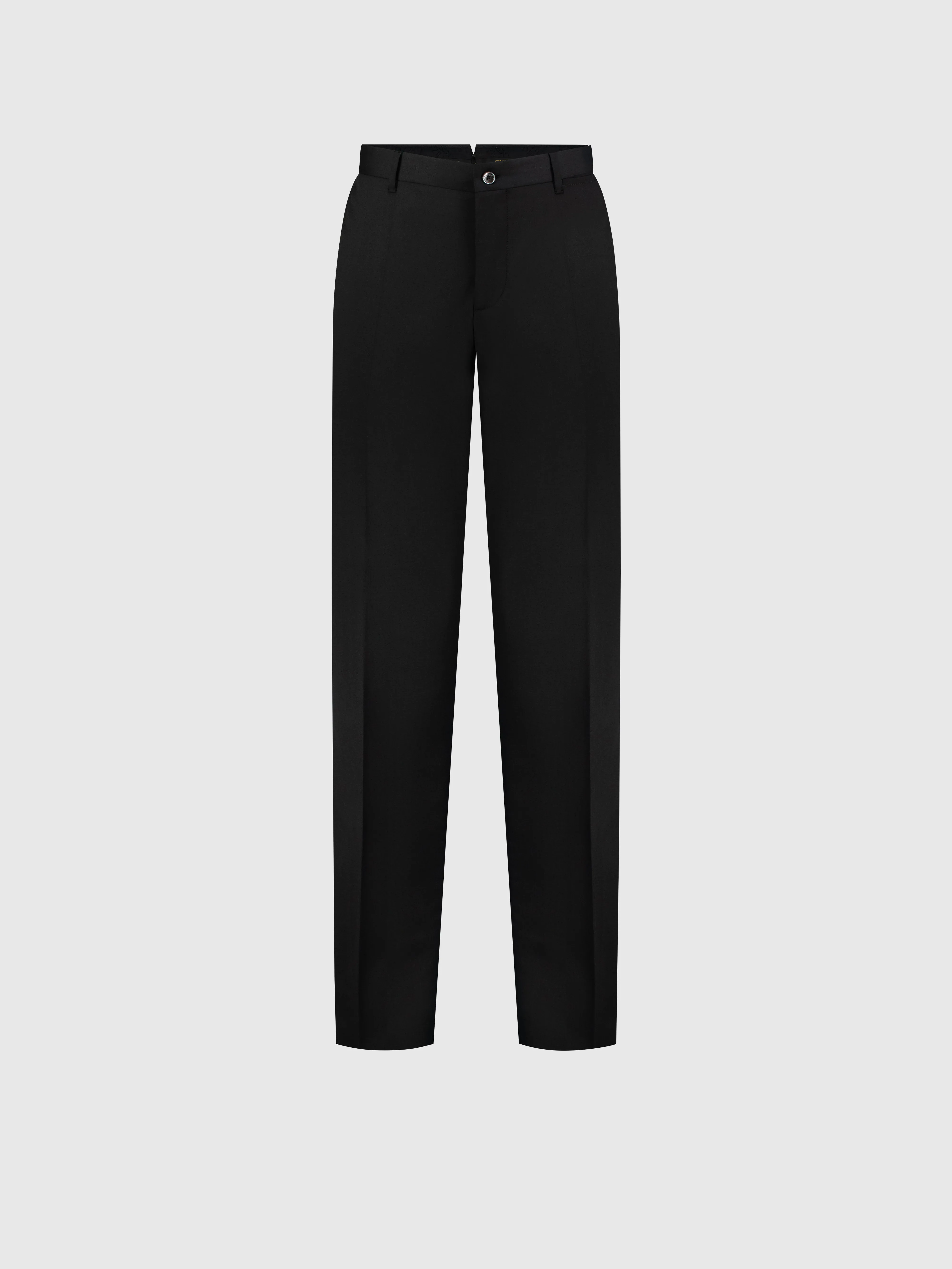 Wool Trousers with Leather Detailing Black