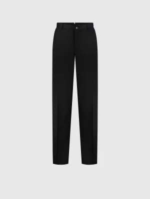 Wool Trousers with Leather Detailing Black