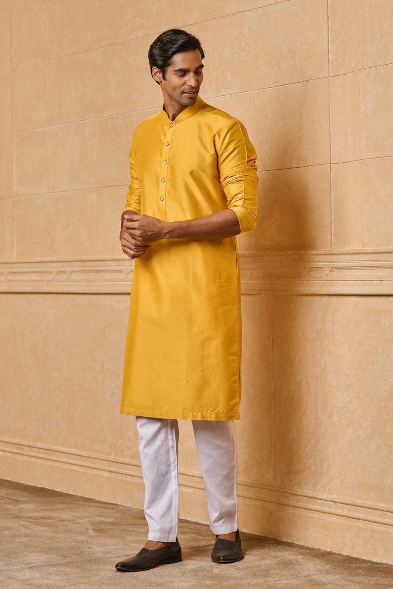 Yellow Ochre Zero Point Collar Single Kurta