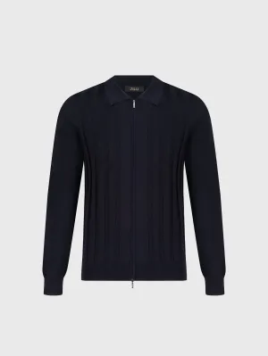 Zipped Polo Dark Navy