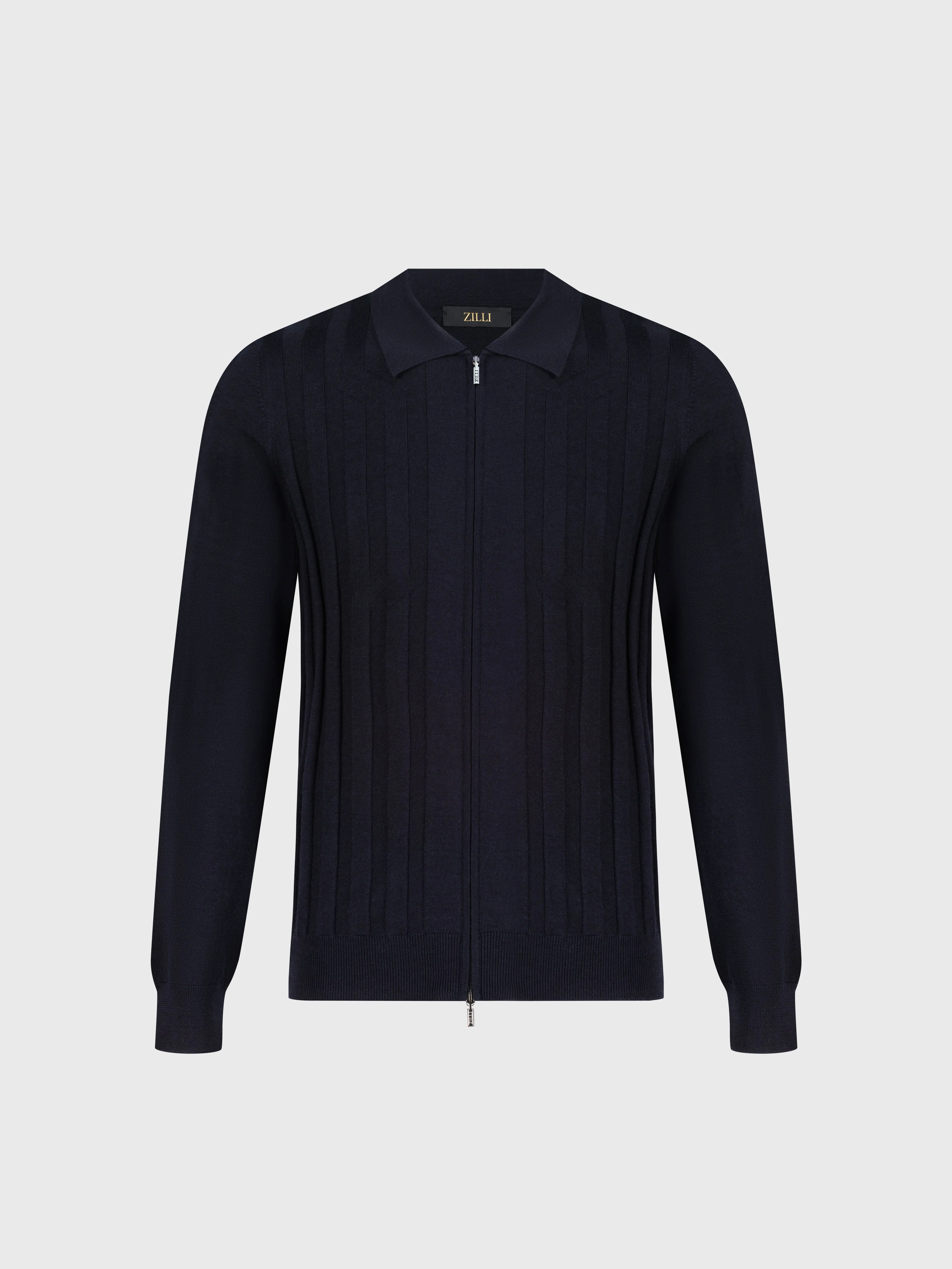 Zipped Polo Dark Navy